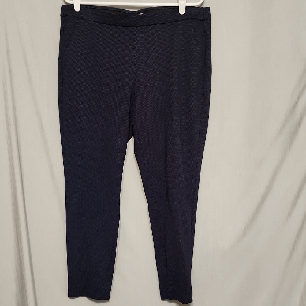 Liverpool Navy Blue Polka Dot Stretch Ankle Work Casual Pants Women's Size 12